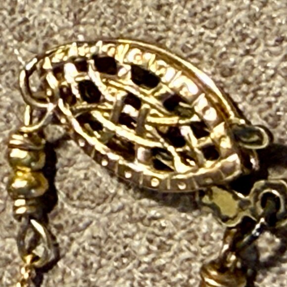 Gold tone Lariat Necklace set with huge genuine lapis lazuli pendant 17" + 4" - Picture 7 of 7